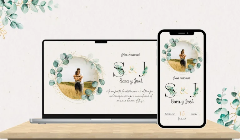 Invitaciones Digitales De Boda hojas, floral, bonita e increíbles y sorprende a todos tus invitados con un diseño único